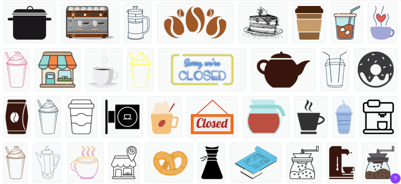 Canvaでカフェと検索して出てくる無料イラストアイコン