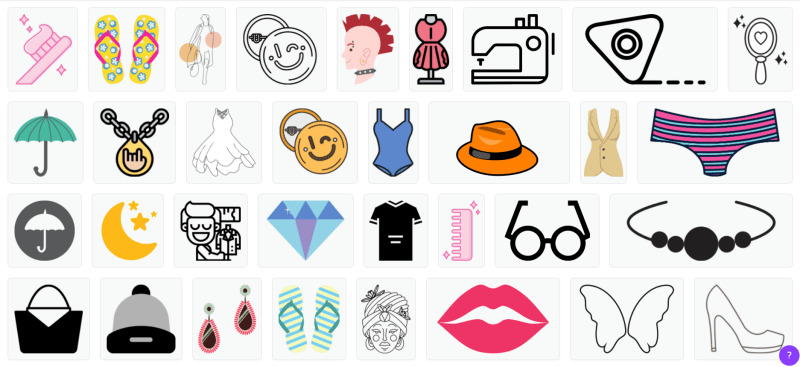 Canvaでファッションと検索して出てくる無料イラストアイコン